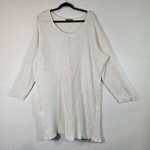 Jessica London Pullover Sweater Women Plus Size 26-28 White Cable Knit Scoop